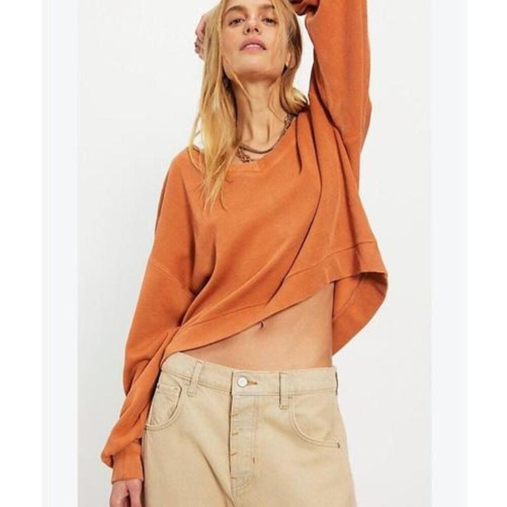 Free-people Women's Orange and Tan Sweatshirt